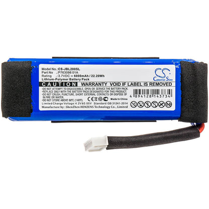 3.7V, 6000mAh, Li-Polymer Battery fits Jbl, Link 20, 22.2Wh
