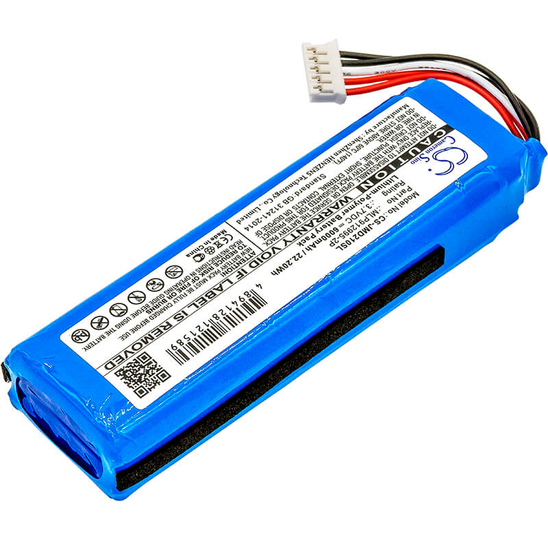 3.7V, 6000mAh, Li-Polymer Battery fits Jbl, Charge 2 Plus, Charge 2+, 22.2Wh