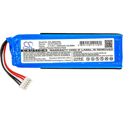 3.7V, 6000mAh, Li-Polymer Battery fits Jbl, Charge 2 Plus, Charge 2+, 22.2Wh