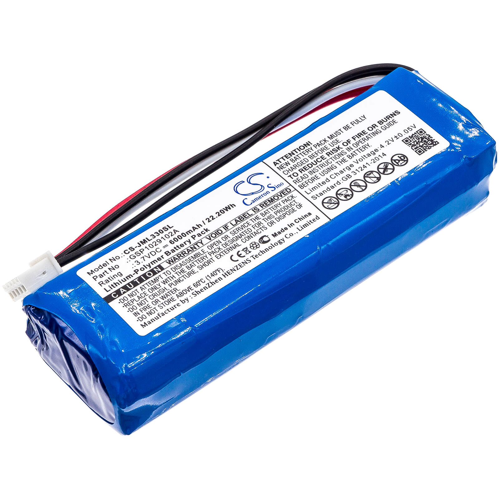 3.7V, 6000mAh, Li-Polymer Battery fits Jbl, Charge 3, 22.2Wh