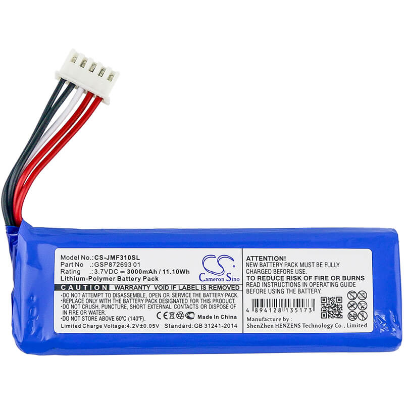3.7V, 3000mAh, Li-Polymer Battery fits Jbl, Flip 4, Flip 4 Special Edition, 11.1Wh