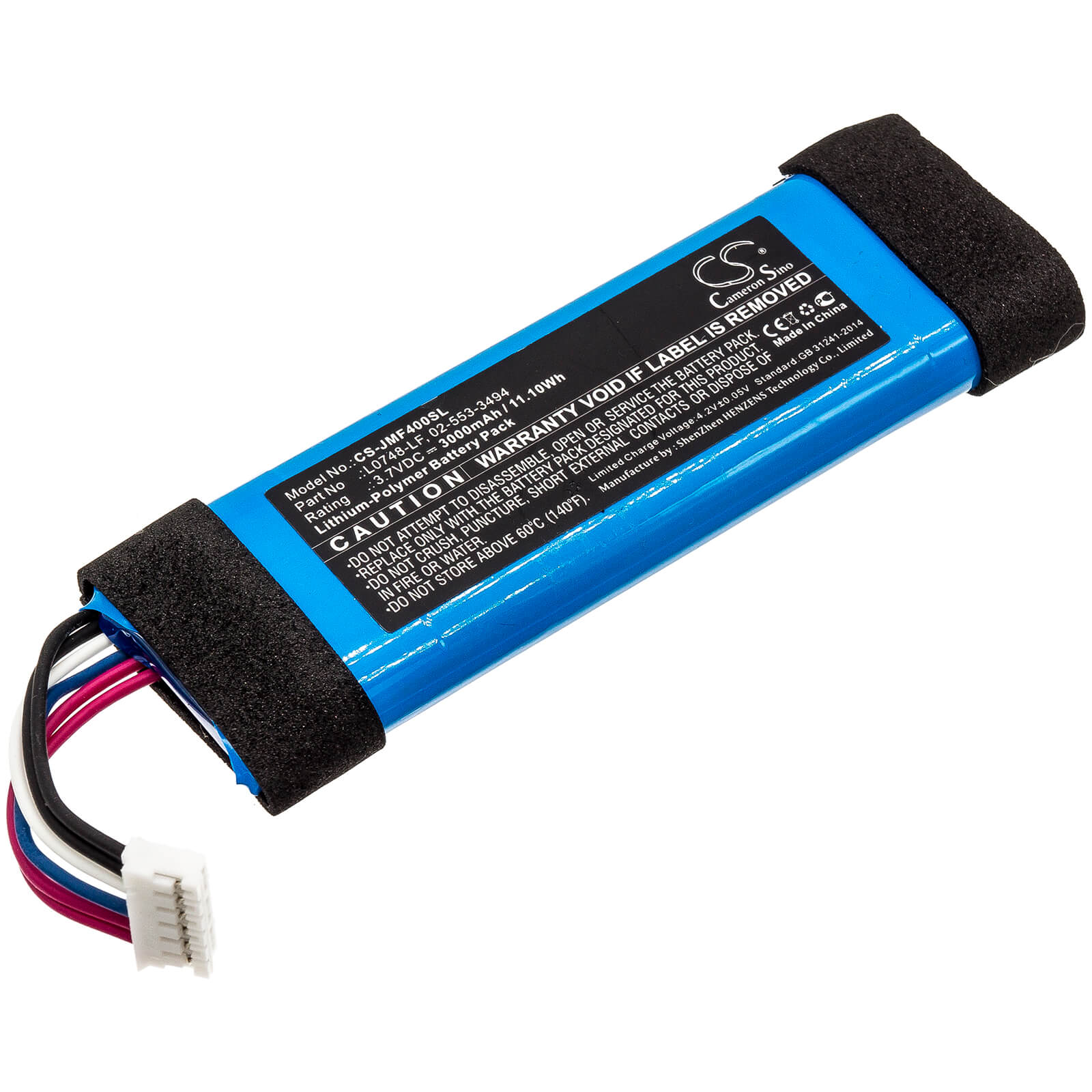 3.7V, 3000mAh, Li-Polymer Battery fits Jbl, Flip 3 Se, Flip 3 Stealth Edition, 11.1Wh