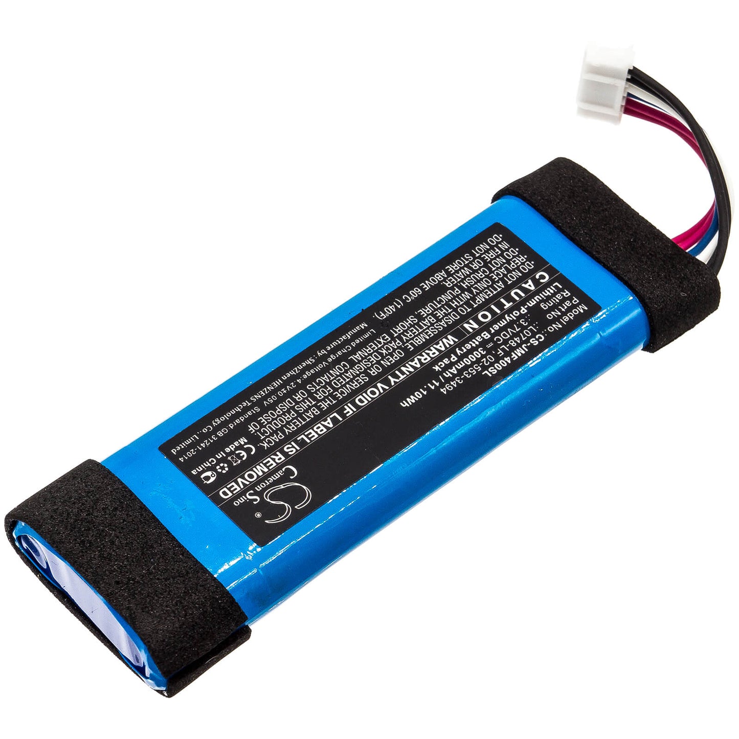 3.7V, 3000mAh, Li-Polymer Battery fits Jbl, Flip 3 Se, Flip 3 Stealth Edition, 11.1Wh