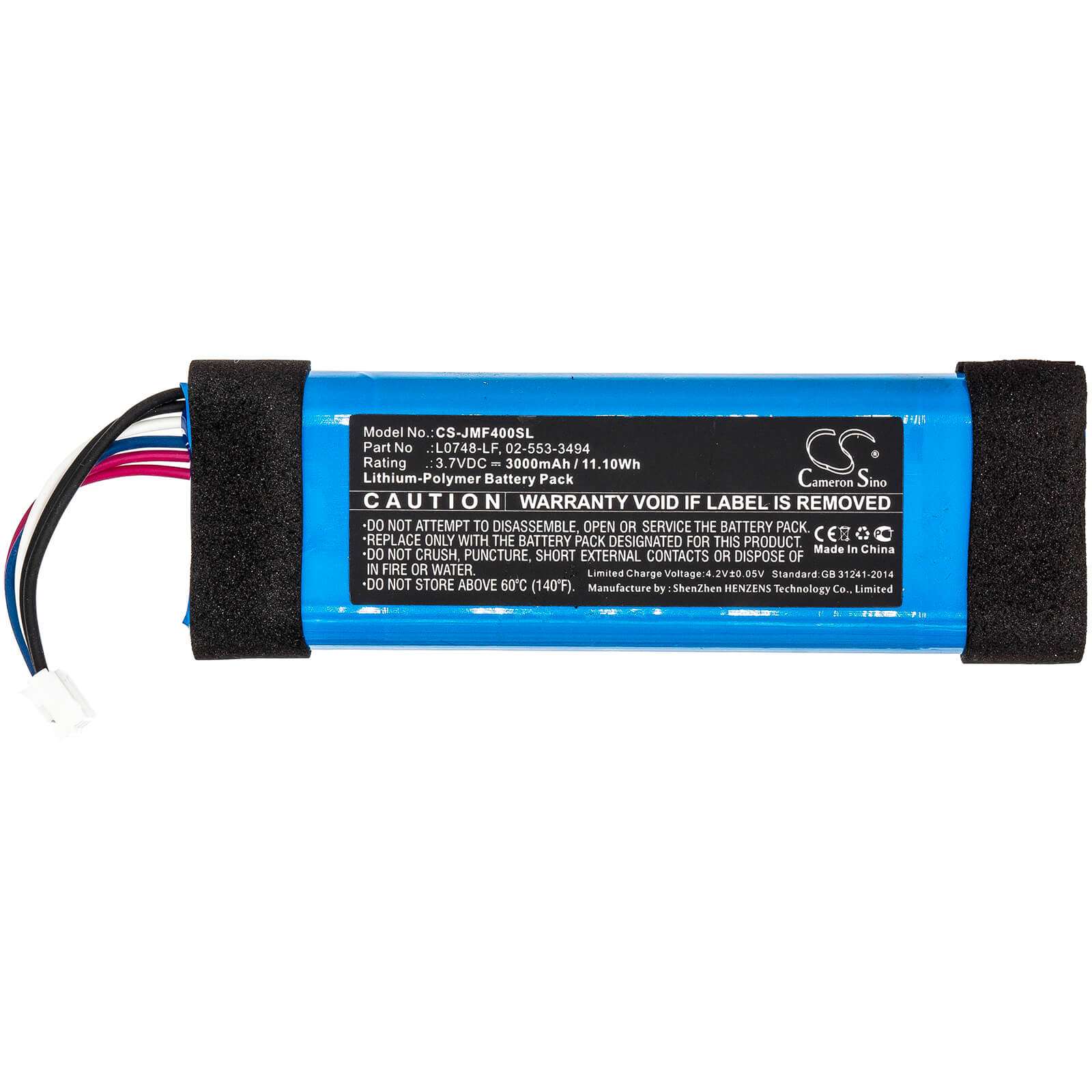 3.7V, 3000mAh, Li-Polymer Battery fits Jbl, Flip 3 Se, Flip 3 Stealth Edition, 11.1Wh