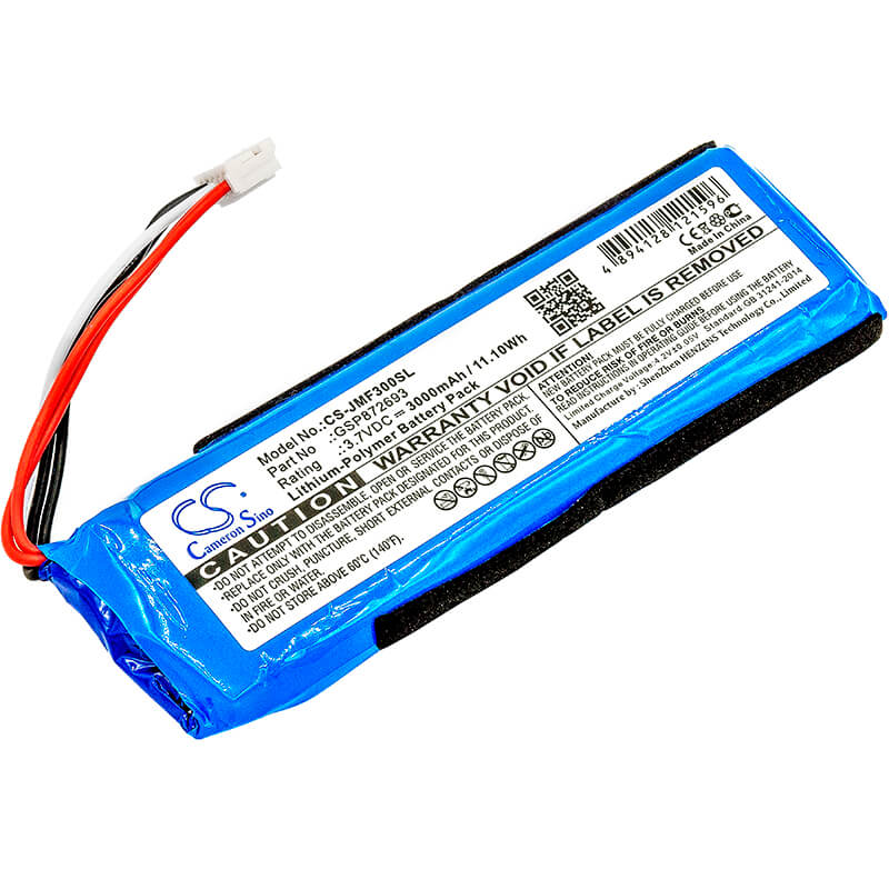 3.7V, 3000mAh, Li-Polymer Battery fits Jbl, Flip 3, Jblflip3gray, 11.1Wh