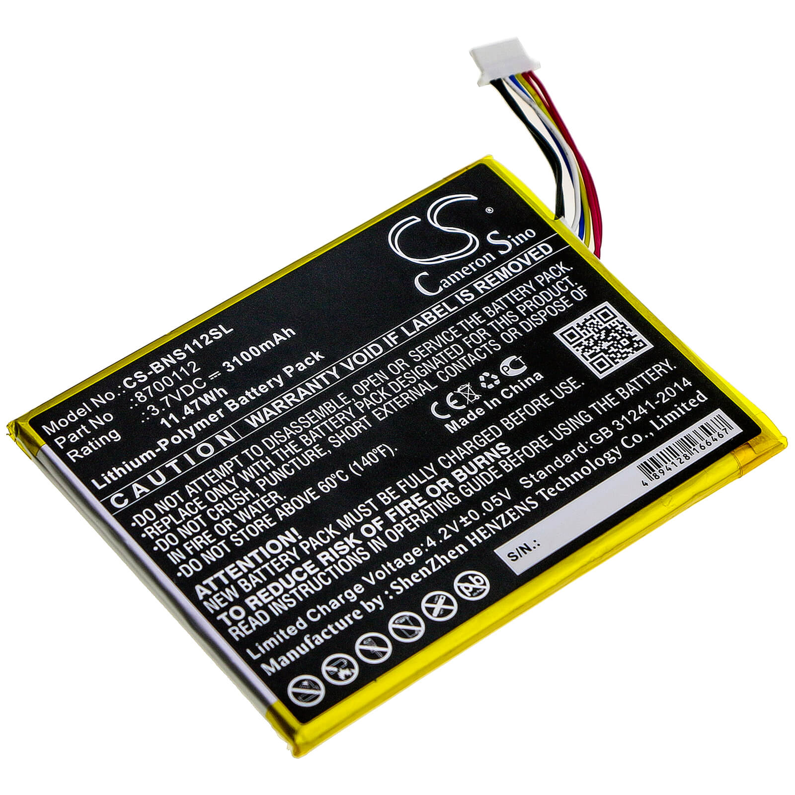 3.7V, 3100mAh, Li-Polymer Battery fits Bang & Olufsen, Beosound Moment, 11.47Wh
