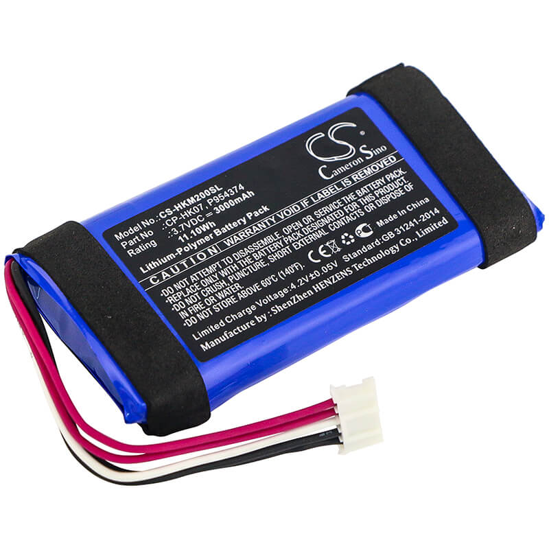 3.7V, 3000mAh, Li-Polymer Battery fits Harman/kardon, Onyx Mini, 11.1Wh