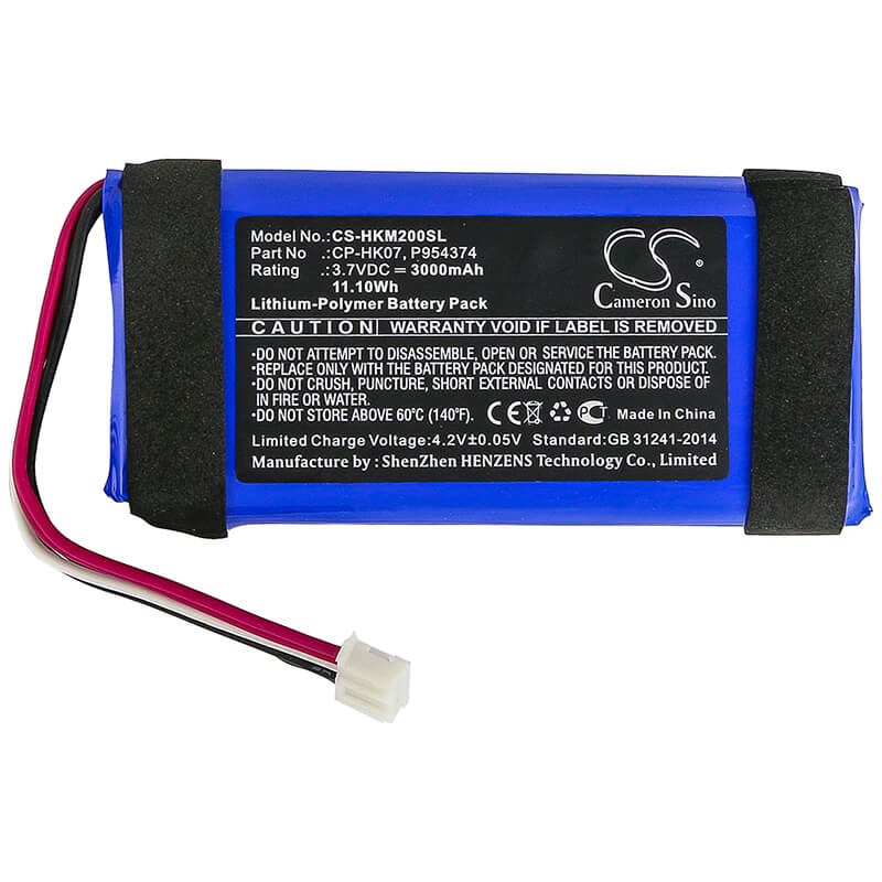 3.7V, 3000mAh, Li-Polymer Battery fits Harman/kardon, Onyx Mini, 11.1Wh
