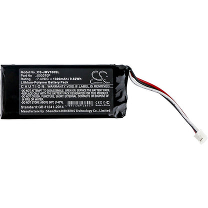 7.4V, 1300mAh, Li-Polymer Battery fits Jbl, Voyager, 9.62Wh