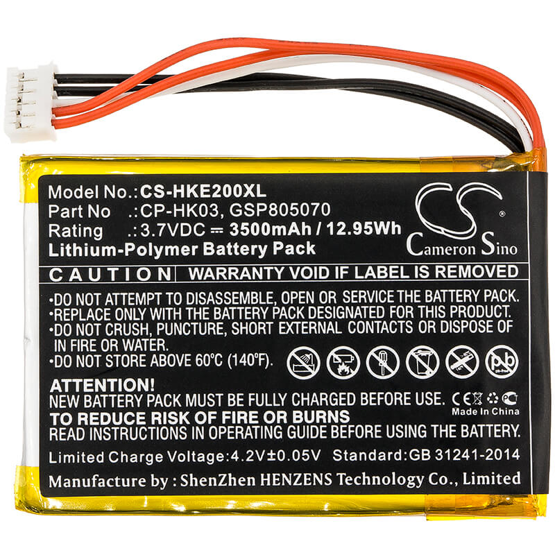 3.7V, 3500mAh, Li-Polymer Battery fits Harman/kardon, Esquire 2, 12.95Wh