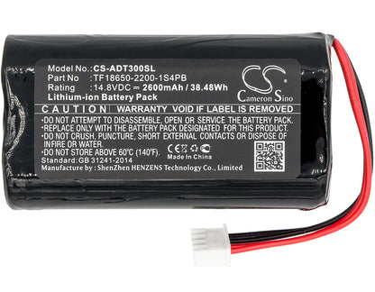 14.8V, 2600mAh, Li-ion Battery fits Audio Pro, Addon T10, Addon T3, 38.48Wh