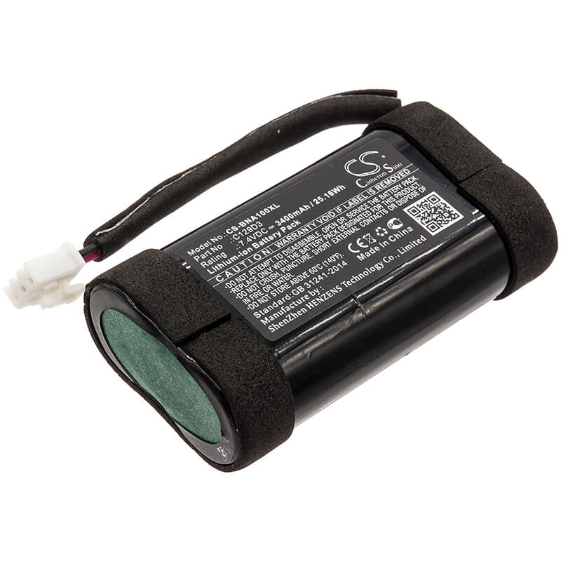 7.4V, 3400mAh, Li-ion Battery fits Bang & Olufsen, Beoplay A1, 25.16Wh