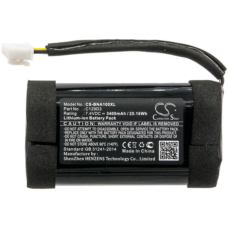 7.4V, 3400mAh, Li-ion Battery fits Bang & Olufsen, Beoplay A1, 25.16Wh