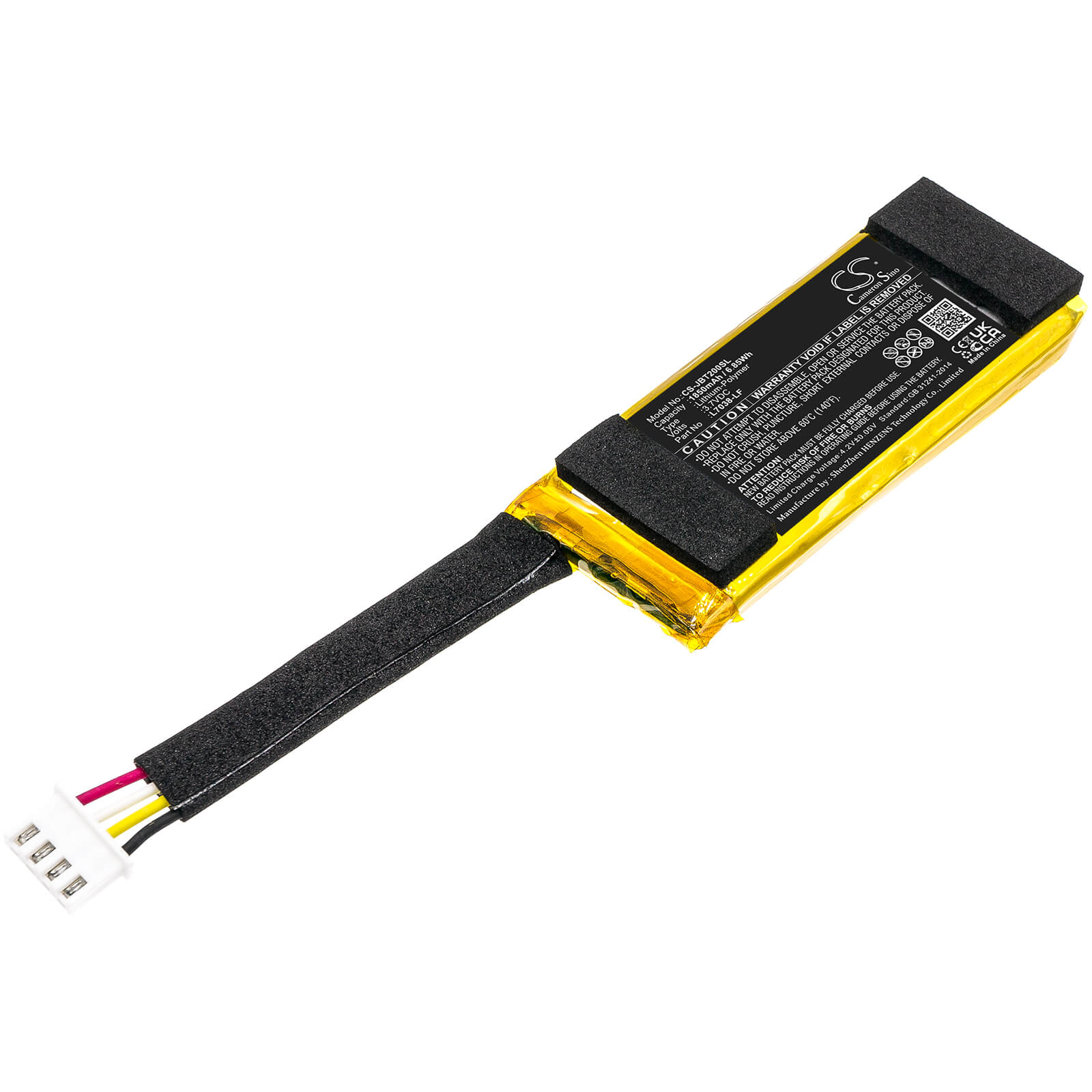 3.7V, 1850mAh, Li-Polymer Battery fits Jbl, Am0304, Tuner, 6.845Wh