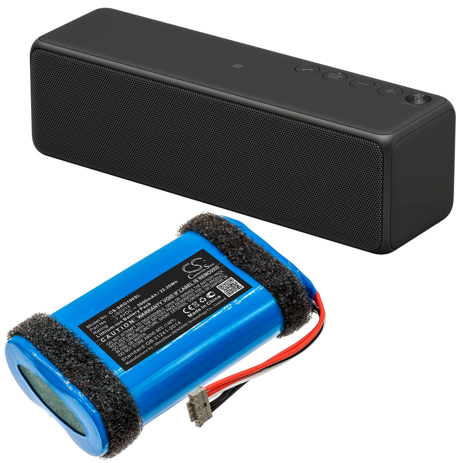 7.4V, 3000mAh, Li-ion Battery fits Sony, Srs-hg1, Srs-hg110, 22.2Wh