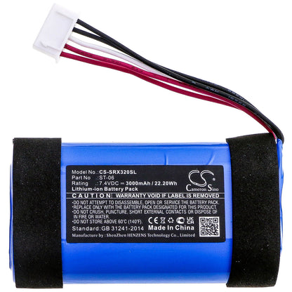 7.4V, 3000mAh, Li-ion Battery fits Sony, Srs-xb31, 22.2Wh
