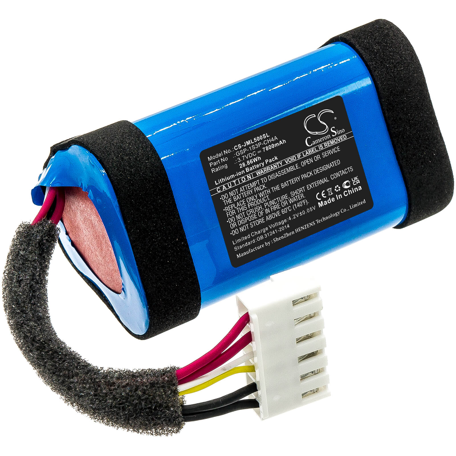 3.7V, 7800mAh, Li-ion Battery fits Jbl, Charge 5, Jblcharge5bluam, 28.86Wh