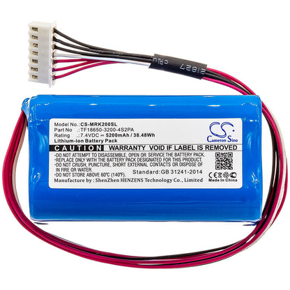 7.4V, 5200mAh, Li-ion Battery fits Marshall, Kilburn Ii, Kilburn Ii V2, 38.48Wh