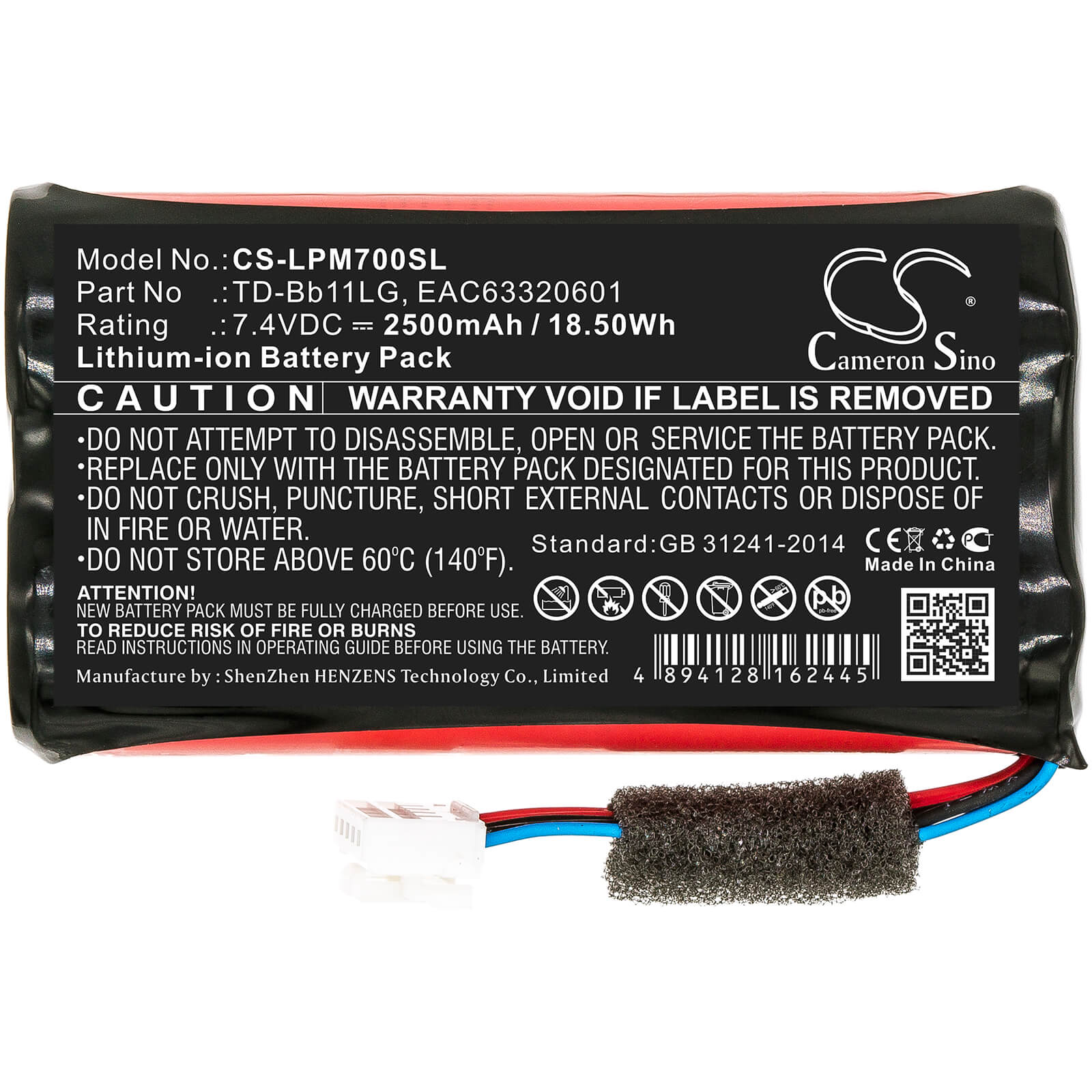 7.4V, 2500mAh, Li-ion Battery fits Lg, Music Flow P7, Np7550, 18.5Wh