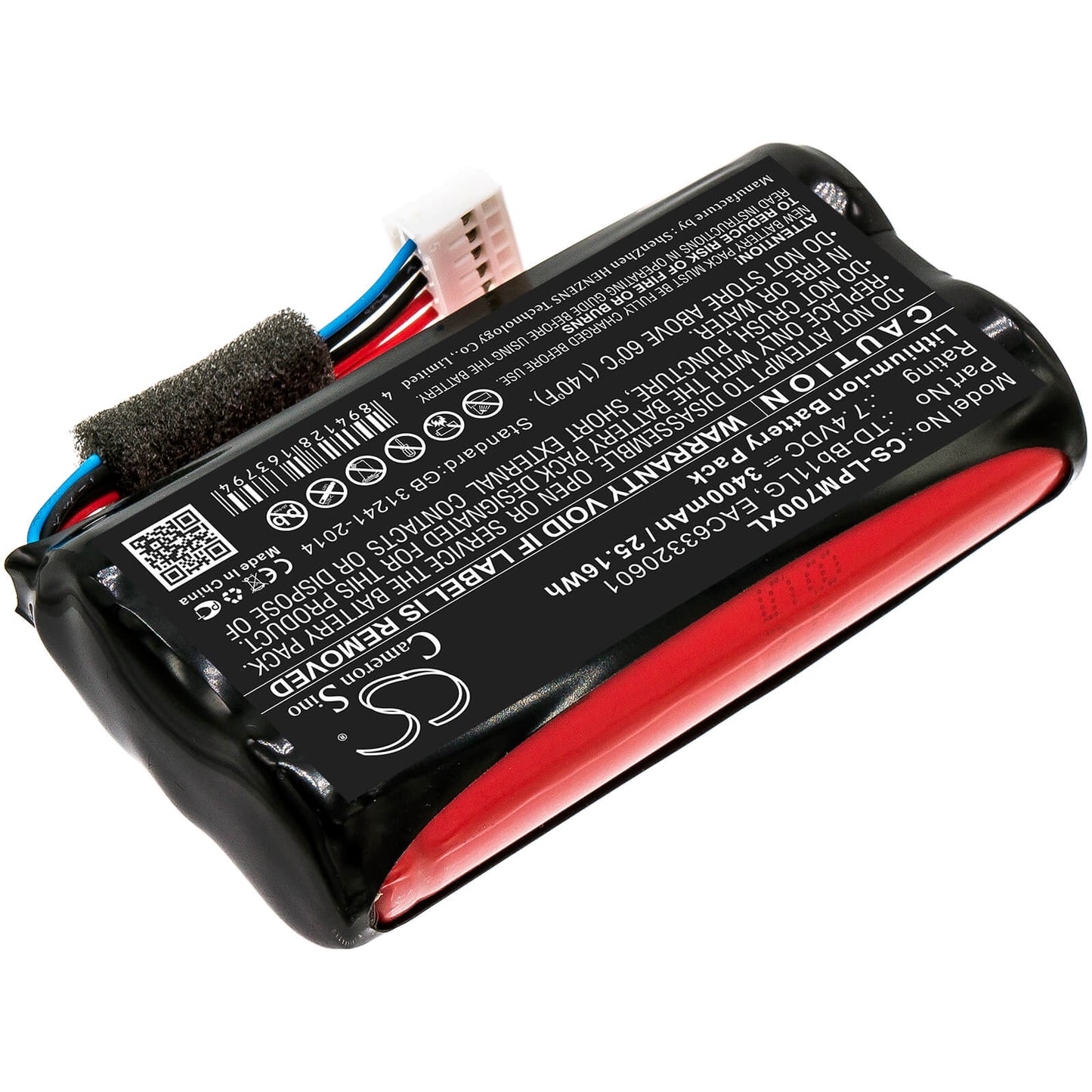 7.4V, 3400mAh, Li-ion Battery fits Lg, Music Flow P7, Np7550, 25.16Wh