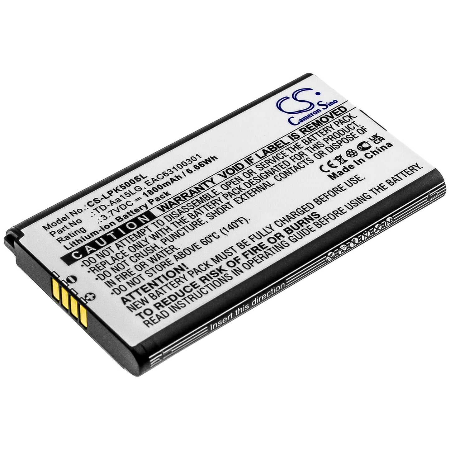 3.7V, 1800mAh, Li-ion Battery fits Lg, Music Flow P5, Music Flow P5 Strap, 6.66Wh