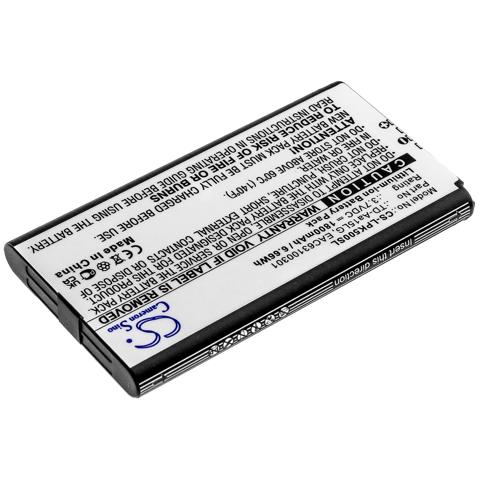 3.7V, 1800mAh, Li-ion Battery fits Lg, Music Flow P5, Music Flow P5 Strap, 6.66Wh