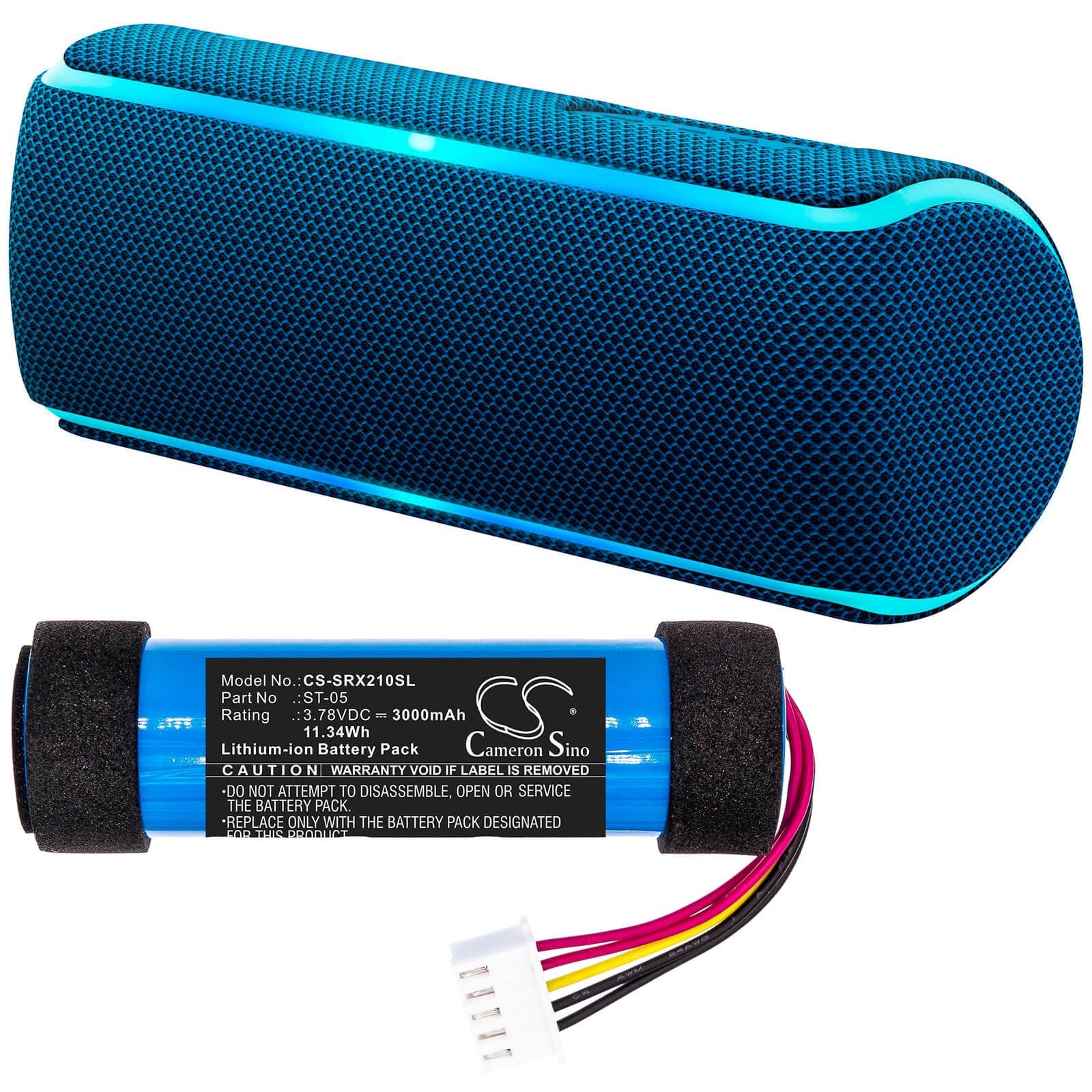 3.78V, 3000mAh, Li-ion Battery fits Sony, Srs-xb21, 11.34Wh