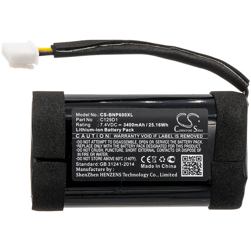 7.4V, 3400mAh, Li-ion Battery fits Bang & Olufsen, 11400, 1140026, 25.16Wh