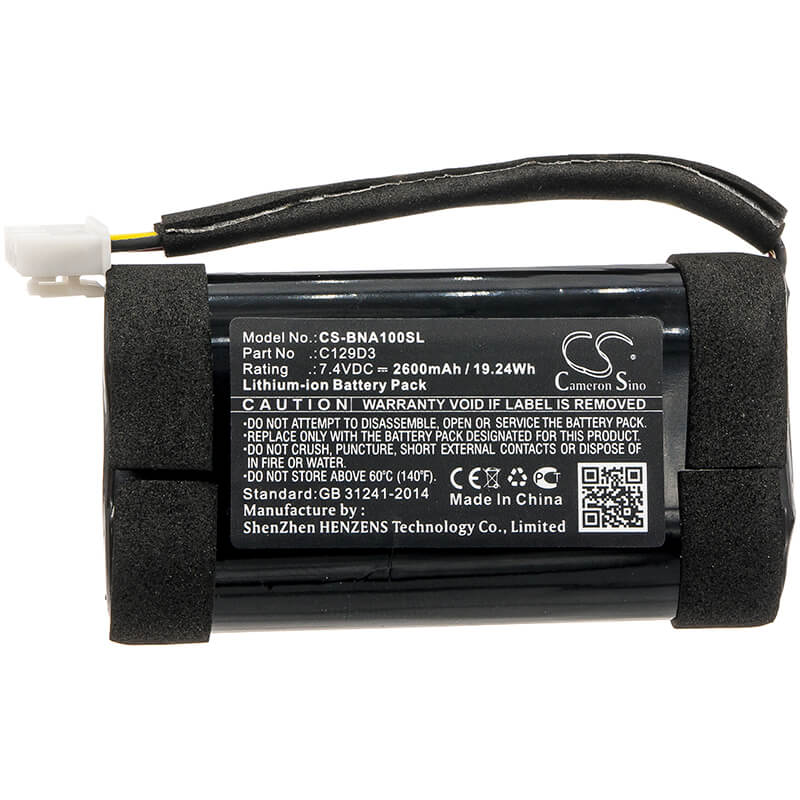 7.4V, 2600mAh, Li-ion Battery fits Bang & Olufsen, Beoplay A1, 19.24Wh