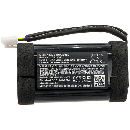 7.4V, 2600mAh, Li-ion Battery fits Bang & Olufsen, Beoplay A1, 19.24Wh