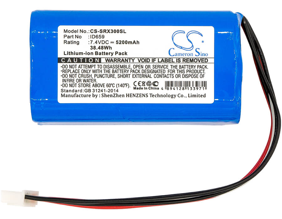 7.4V, 5200mAh, Li-ion Battery fits Sony, Srs-x30, Srs-xb3, 38.48Wh