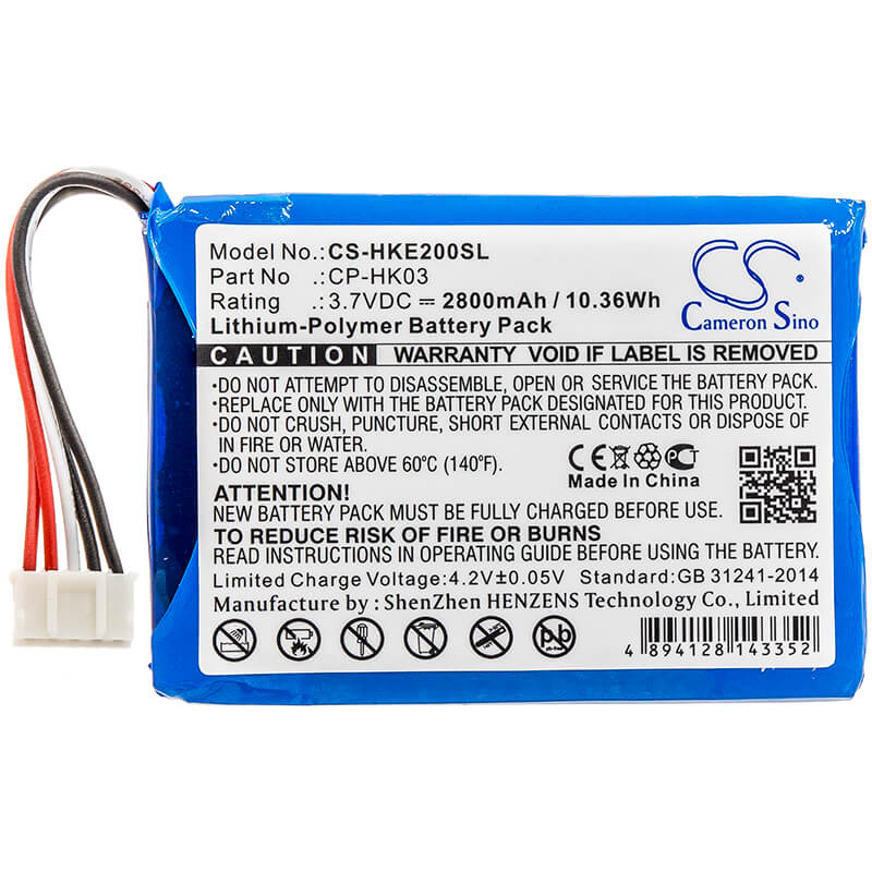 3.7V, 2800mAh, Li-Polymer Battery fits Harman/kardon, Esquire 2, 10.36Wh