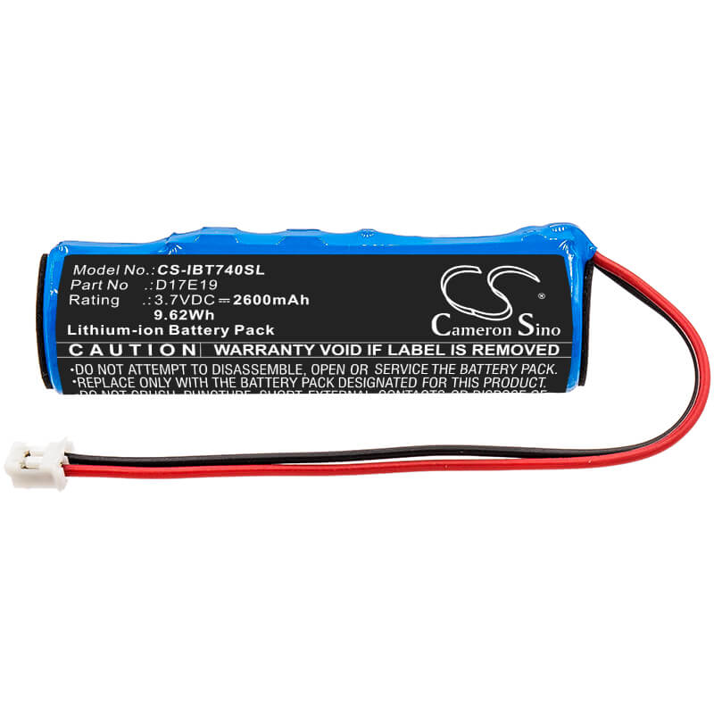 3.7V, 2600mAh, Li-ion Battery fits Ihome, Ibt74, 9.62Wh