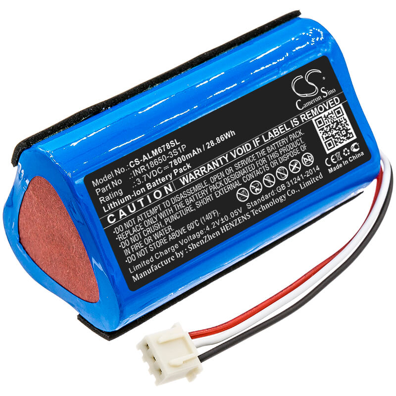 3.7V, 7800mAh, Li-ion Battery fits Altec Lansing, Imw678, Imw678-blk, 28.86Wh