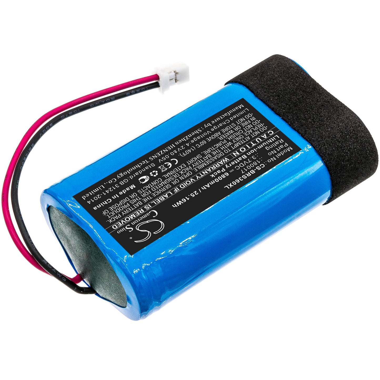 3.7V, 6800mAh, Li-ion Battery fits Braven, Stryde 360, 25.16Wh