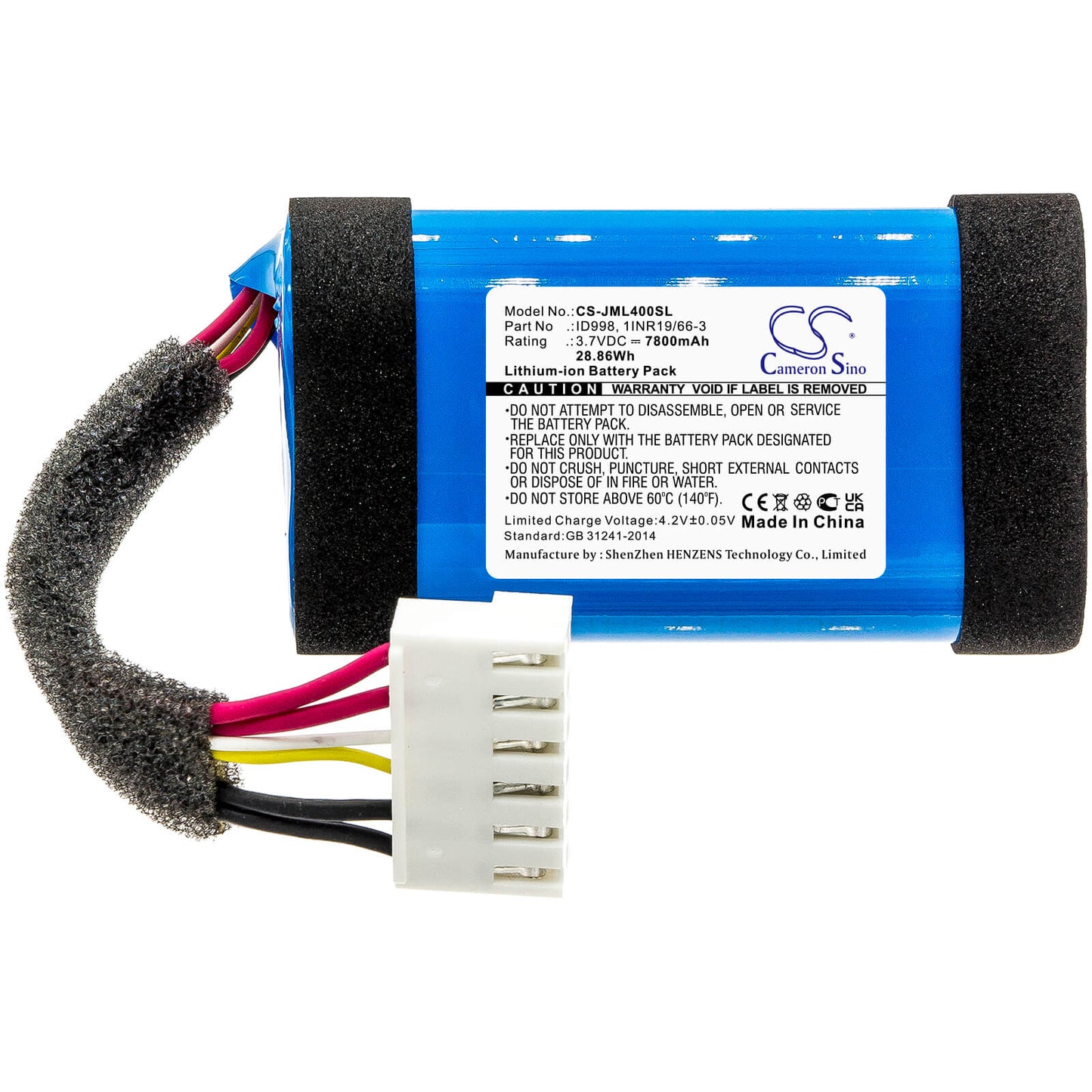 3.7V, 7800mAh, Li-ion Battery fits Jbl, Charge 4, Charge 4blk, 28.86Wh