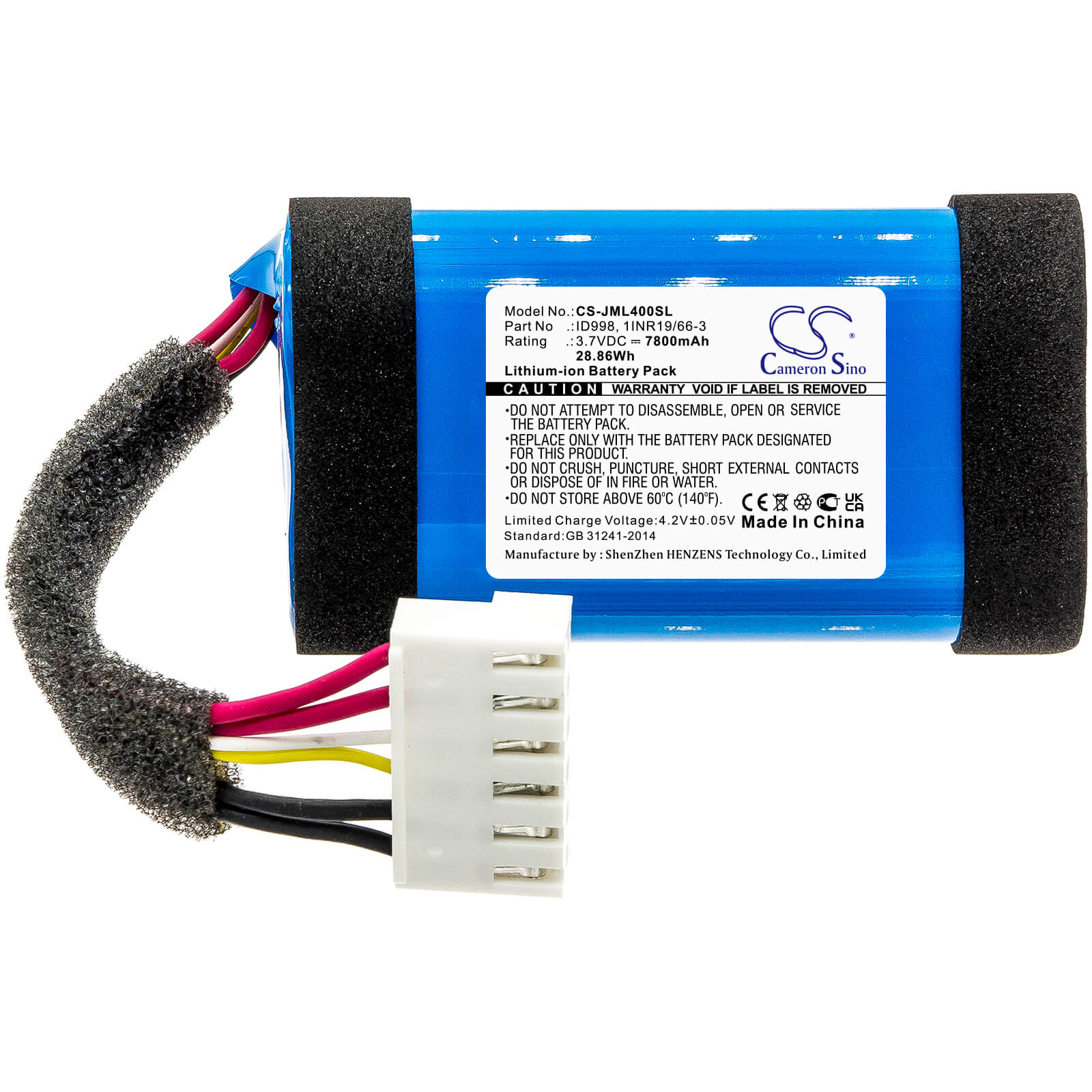 3.7V, 7800mAh, Li-ion Battery fits Jbl, Charge 4, Charge 4blk, 28.86Wh