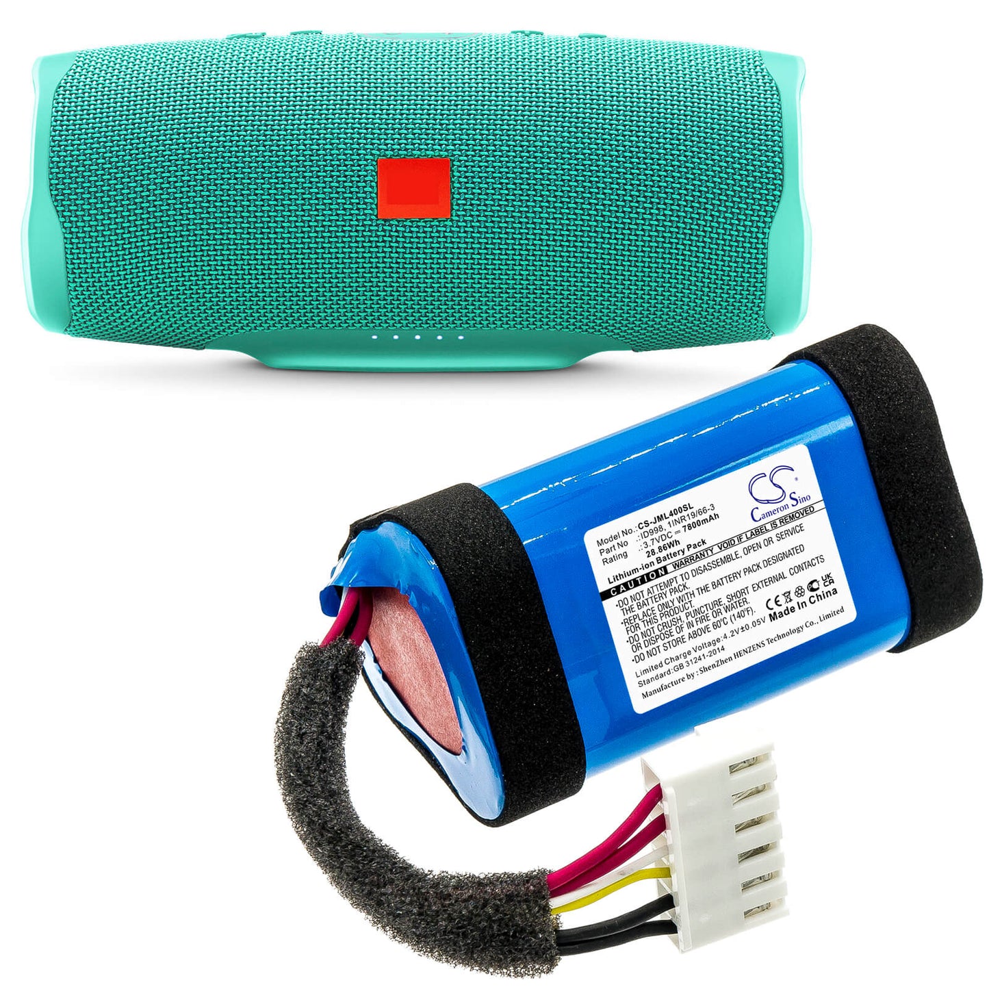 3.7V, 7800mAh, Li-ion Battery fits Jbl, Charge 4, Charge 4blk, 28.86Wh