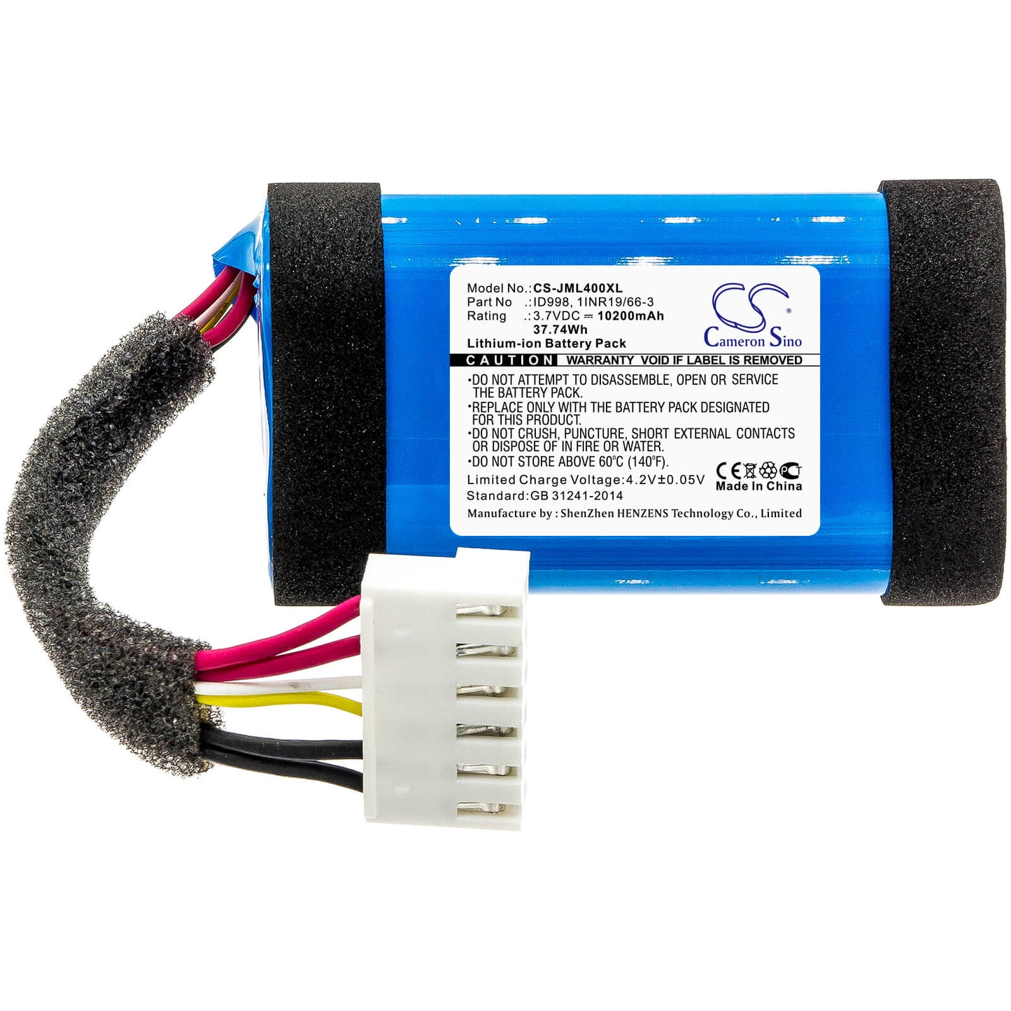 3.7V, 10200mAh, Li-ion Battery fits Jbl, Charge 4, Charge 4blk, 37.74Wh
