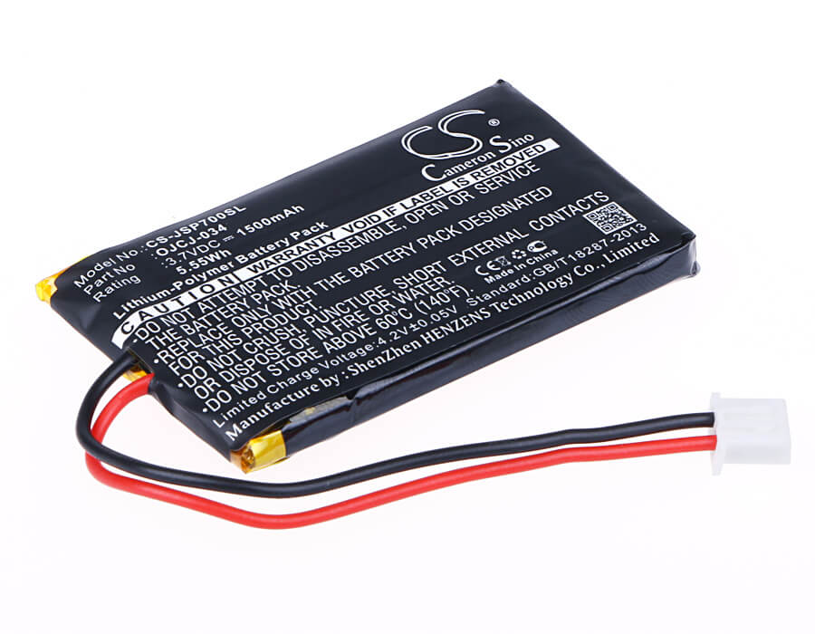 3.7V, 1500mAh, Li-Polymer Battery fits Jvc, Jvc Sp-ad70-a, Jvc Sp-ad70-b, 5.55Wh