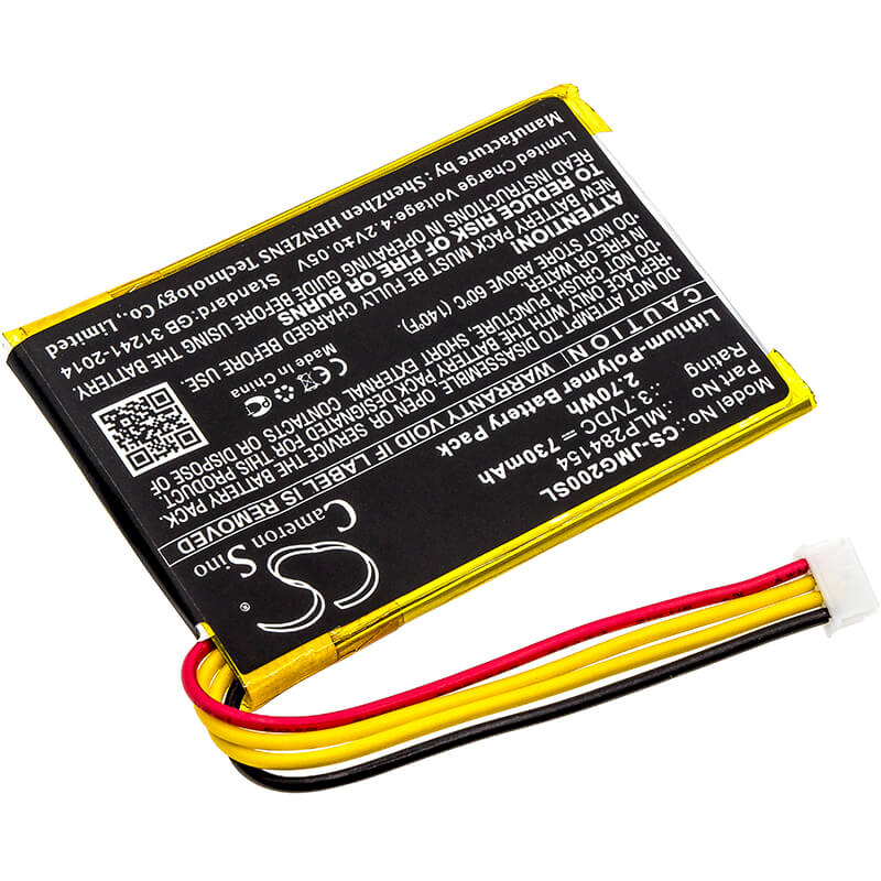 3.7V, 730mAh, Li-Polymer Battery fits Jbl, Go 2, Go 2h, 2.701Wh