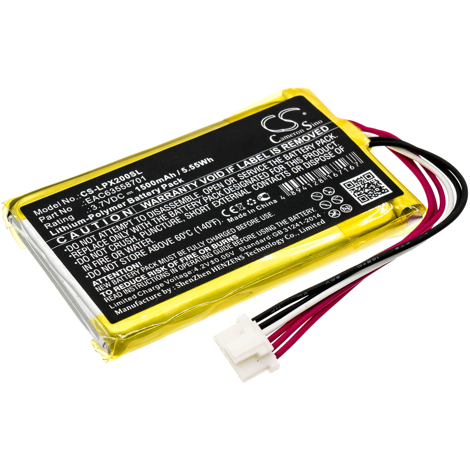 3.7V, 1500mAh, Li-Polymer Battery fits Lg, Xboom Go Pl2, 5.55Wh