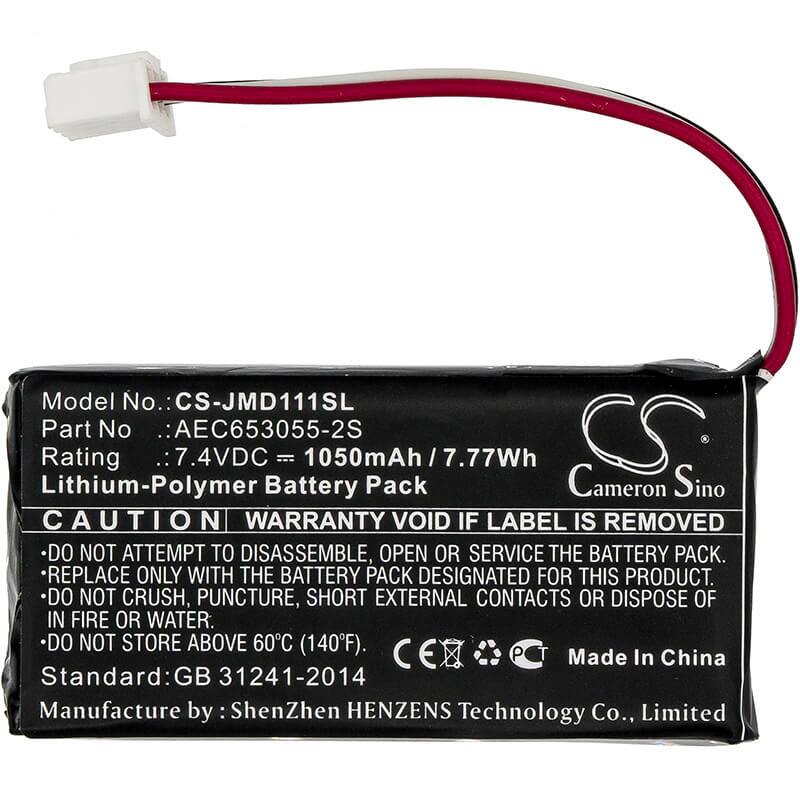 CS-JMD111SL, Speaker 7.4V, 1050mAh, Li-Polymer Battery fits Jbl, Flip, Flip 1, 7.77Wh