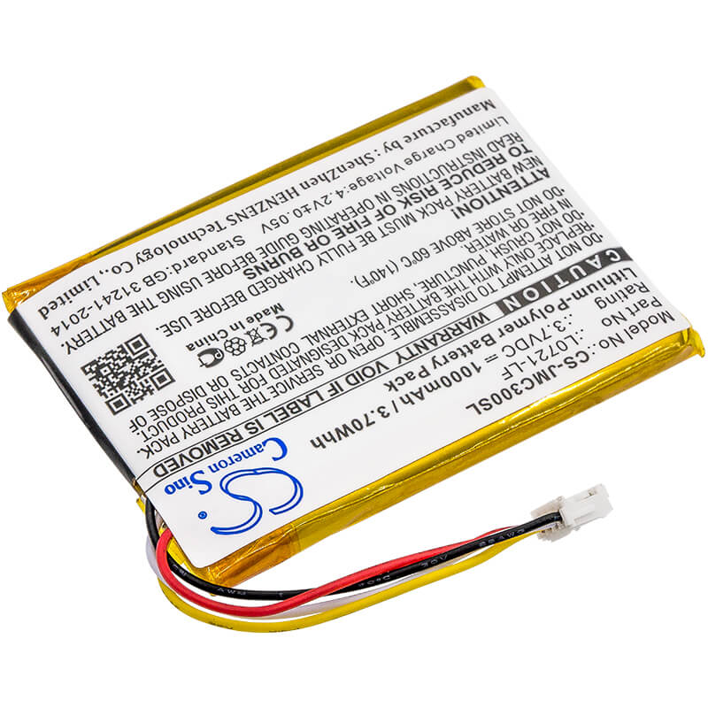 3.7V, 1000mAh, Li-Polymer Battery fits Jbl, Clip 3, Clip 3an, 3.7Wh