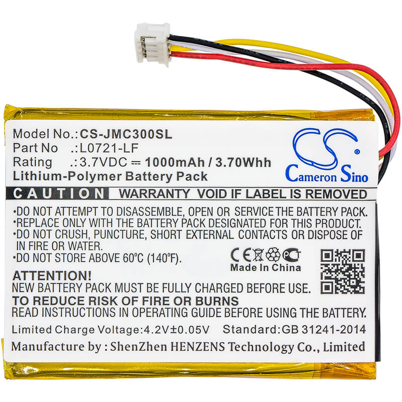 3.7V, 1000mAh, Li-Polymer Battery fits Jbl, Clip 3, Clip 3an, 3.7Wh