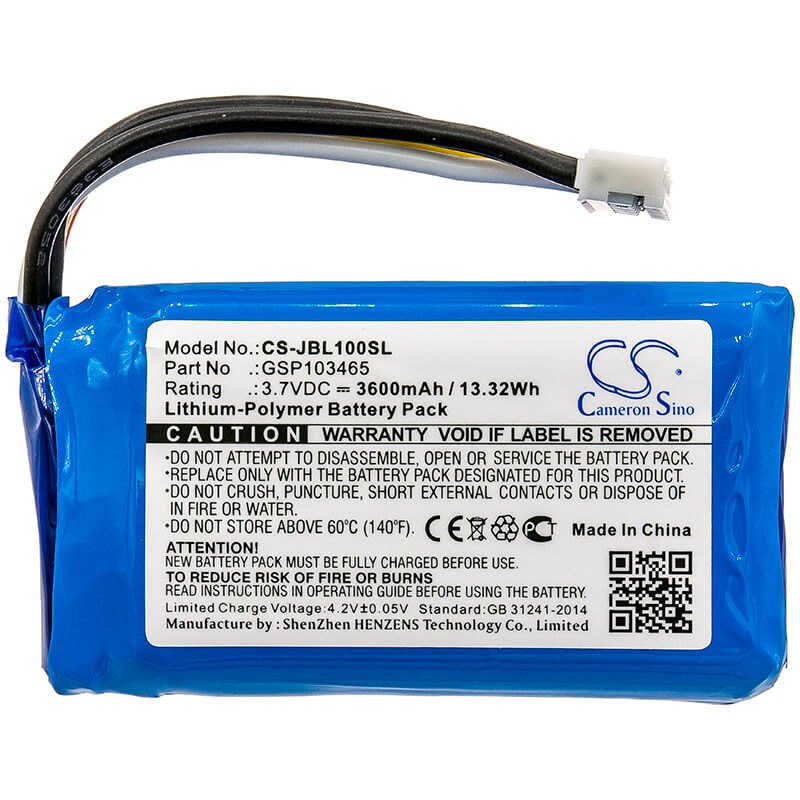 3.7V, 3600mAh, Li-Polymer Battery fits Jbl, Link 10, 13.32Wh