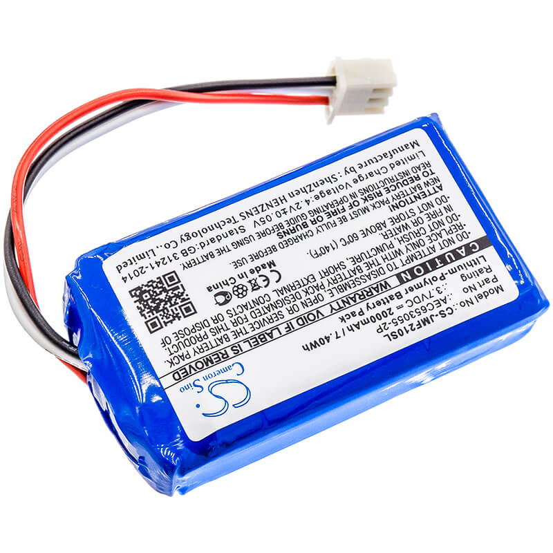 3.7V, 2000mAh, Li-Polymer Battery fits Jbl, Flip 2 (2013), Flip Ii (2013), 7.4Wh