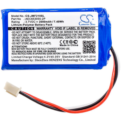 3.7V, 2000mAh, Li-Polymer Battery fits Jbl, Flip 2 (2013), Flip Ii (2013), 7.4Wh