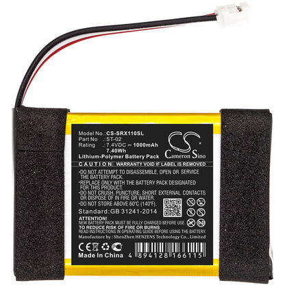 7.4V, 1000mAh, Li-Polymer Battery fits Sony, Srs-x11, 7.4Wh