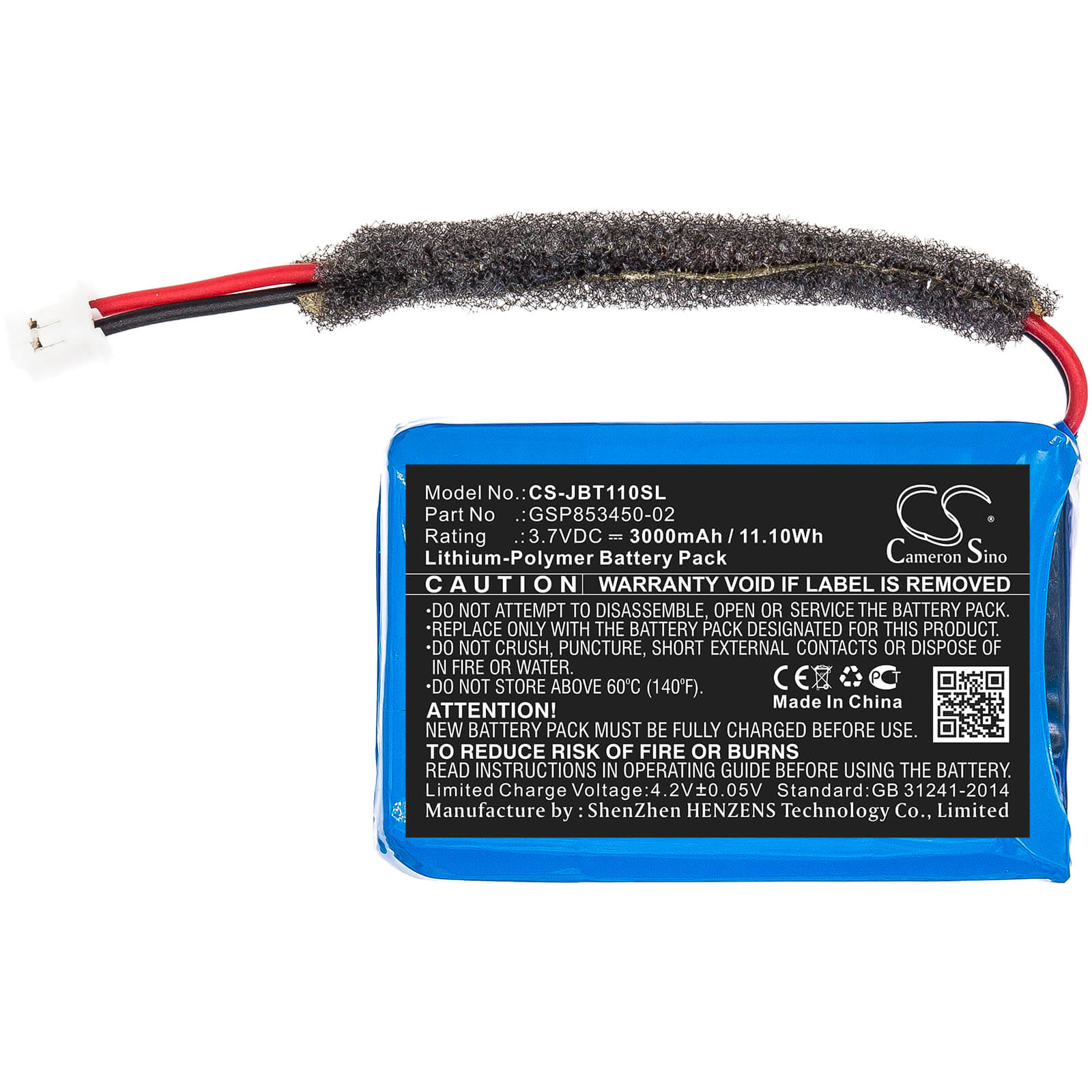 3.7V, 3000mAh, Li-Polymer Battery fits Jbl, Turbo, 11.1Wh
